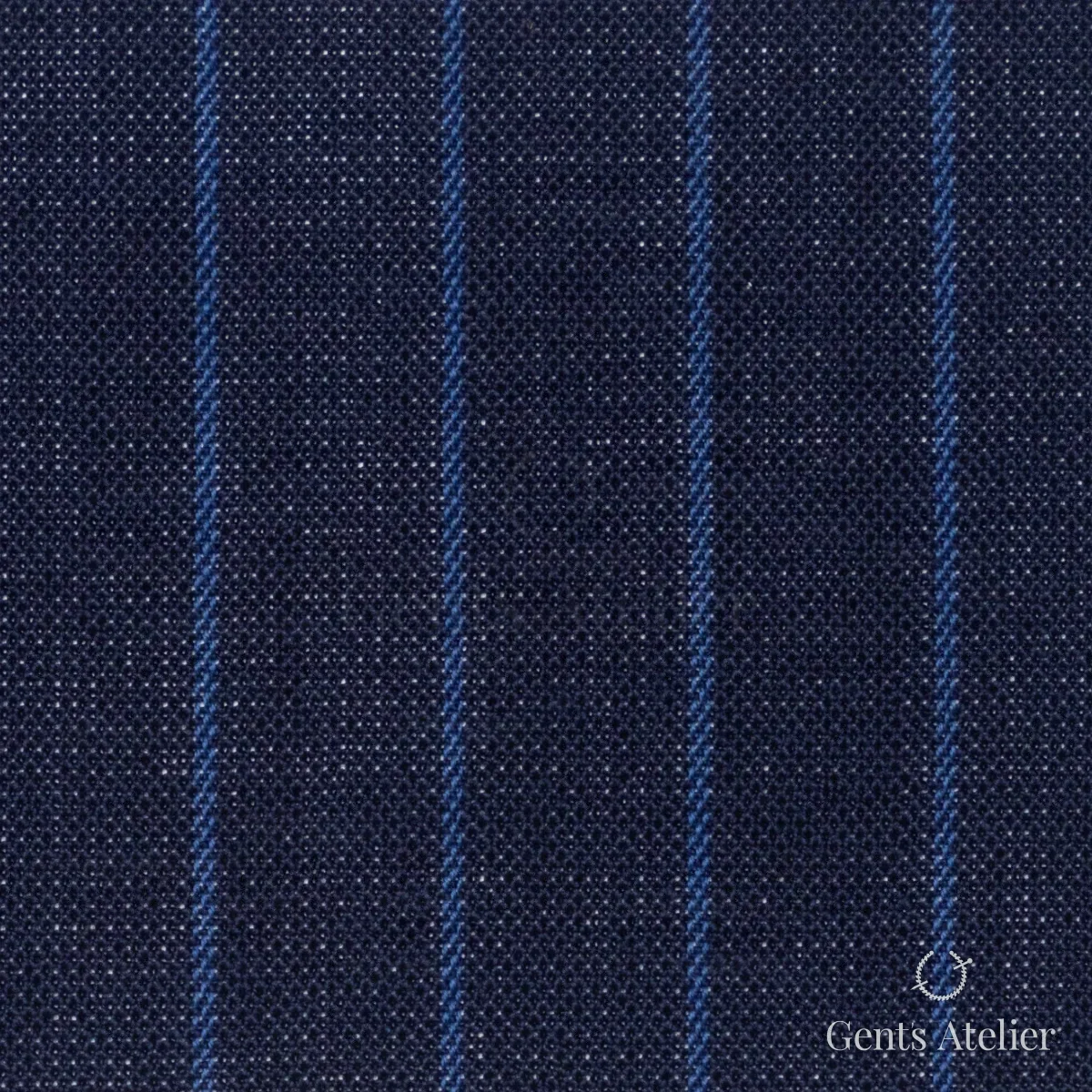 Костюмная ткань Marzoni 619 - 130 / 1000 — Тёмно-синий / Голубой, в полоску, 100% шерсть