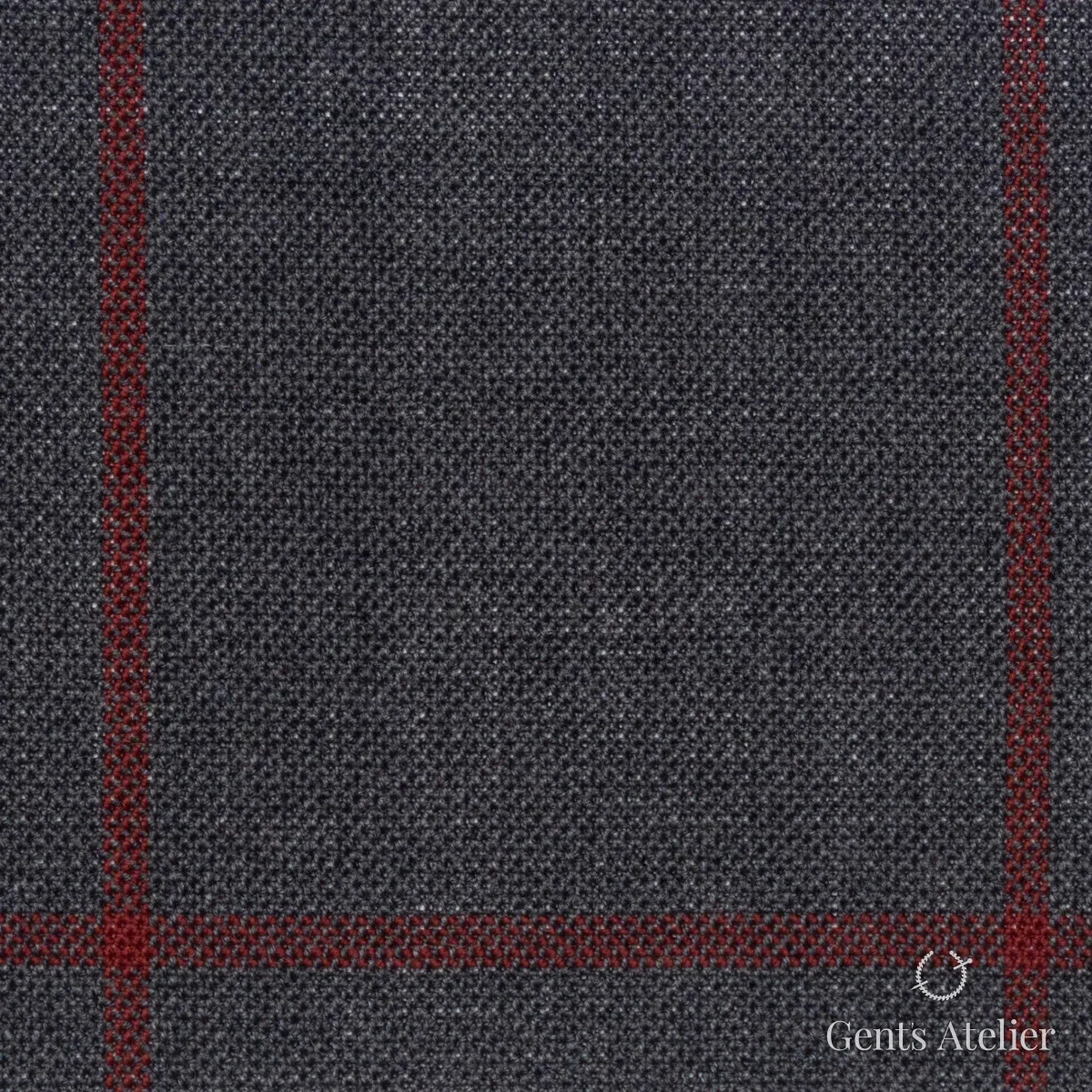 Костюмная ткань Marzoni 619 - 137 / 1000 — Серый / Красный, виндоупейн, 100% шерсть