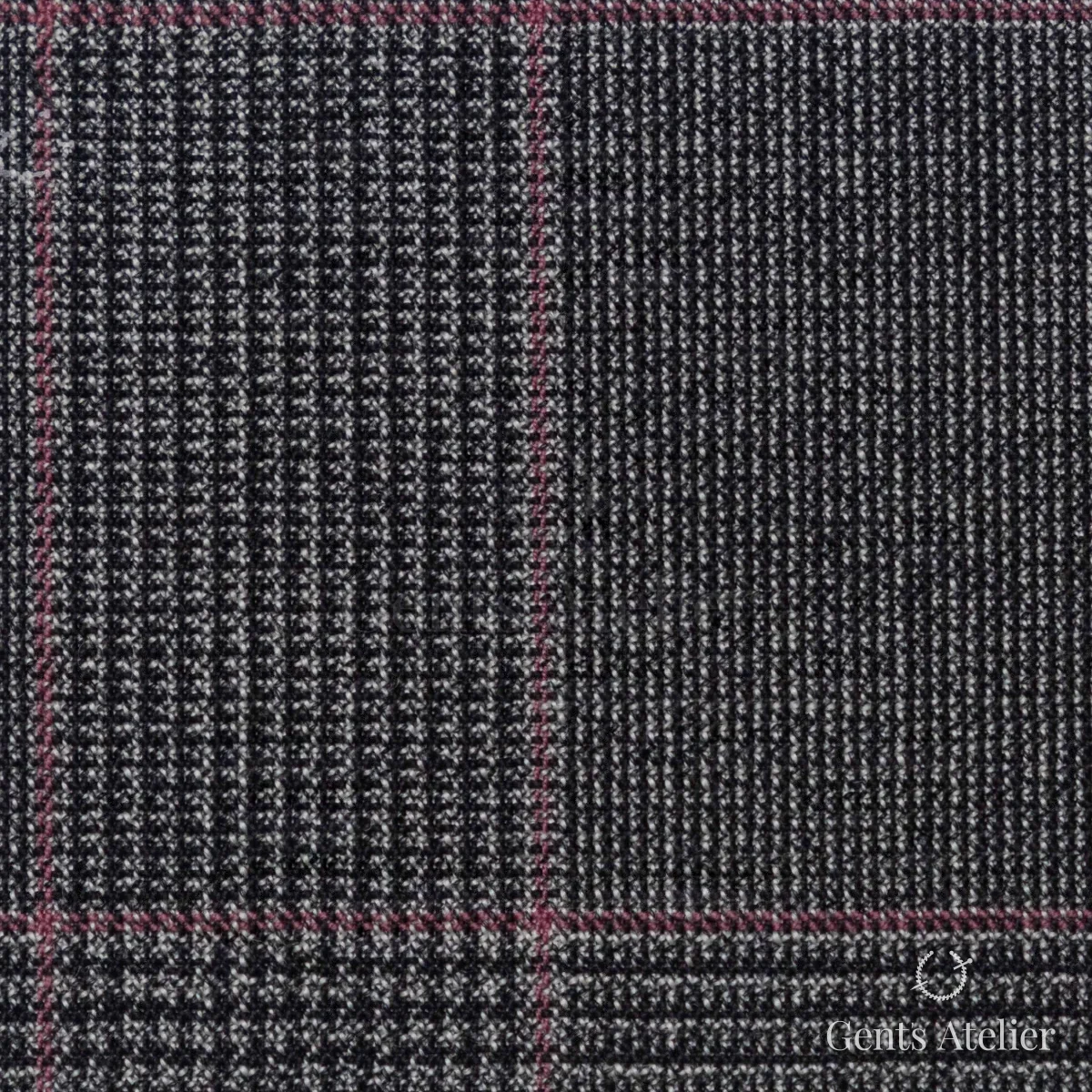 Костюмная ткань Marzoni 619 - 170 / 1000 — Тёмно-серый / Розовый, виндоупейн, 100% шерсть