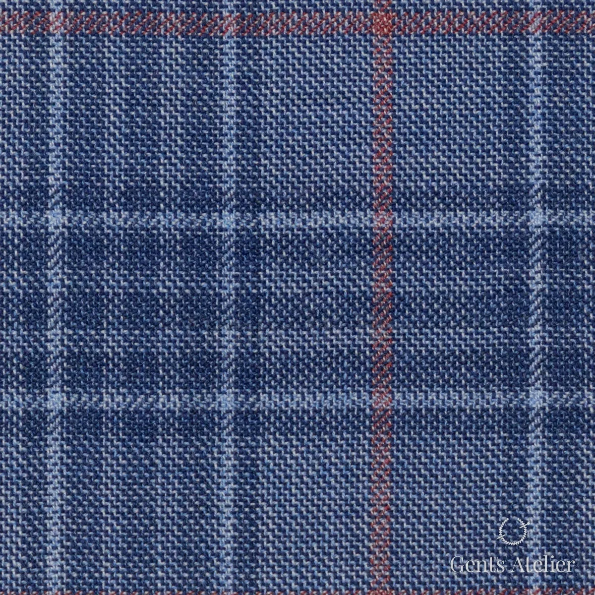 Костюмная ткань Marzoni 651 - 766 / 1200 — Синий / Красный, виндоупейн, 100% шерсть