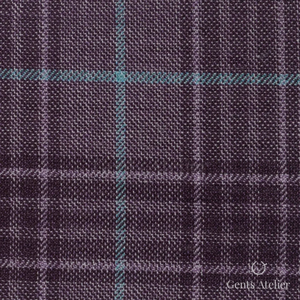 Костюмная ткань Marzoni 651 - 768 / 1200 — Аметистовый / Бирюзовый, виндоупейн, 100% шерсть