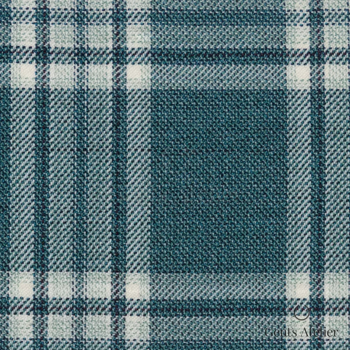 Костюмная ткань Marzoni 651 - 775 / 1200 — Яблочно-зелёный / Белый, в клетку, 100% шерсть
