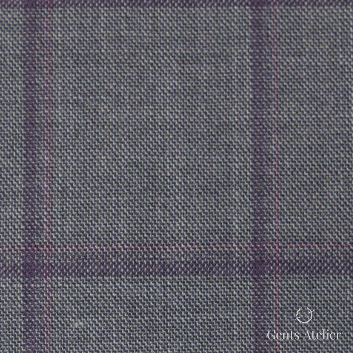 Костюмная ткань Marzoni 651 - 788 / 1000 — Светло-серый / Фиолетовый, виндоупейн, 100% шерсть