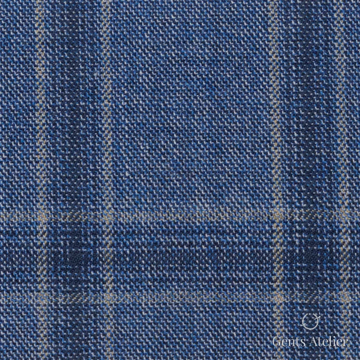 Костюмная ткань Marzoni 651 - 843 / 1200 — Синий / Бежевый, виндоупейн, 100% шерсть