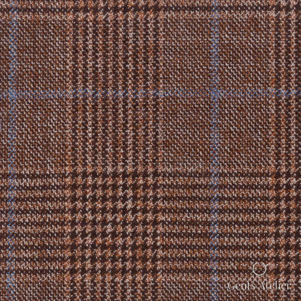 Костюмная ткань Marzoni 651 - 849 / 1200 — Кирпичный / Синий, в клетку, 100% шерсть