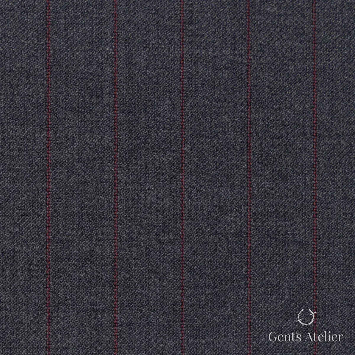 Костюмная ткань Marzoni 723 - 013 / 1200 — Серый / Красный, в полоску, 100% шерсть