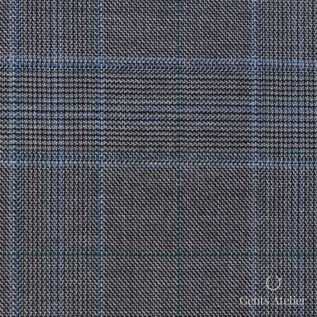 Костюмная ткань Marzoni 725 - 452 / 1300 — Серый / Синий, виндоупейн, 100% шерсть