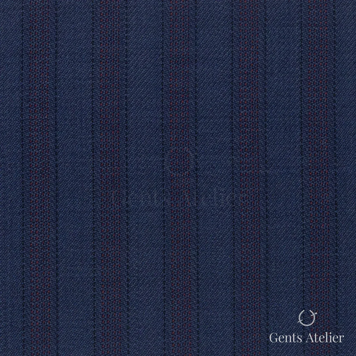 Костюмная ткань Marzoni 725 - 470 / 1300 — Тёмно-синий / Бордовый, в полоску, 100% шерсть