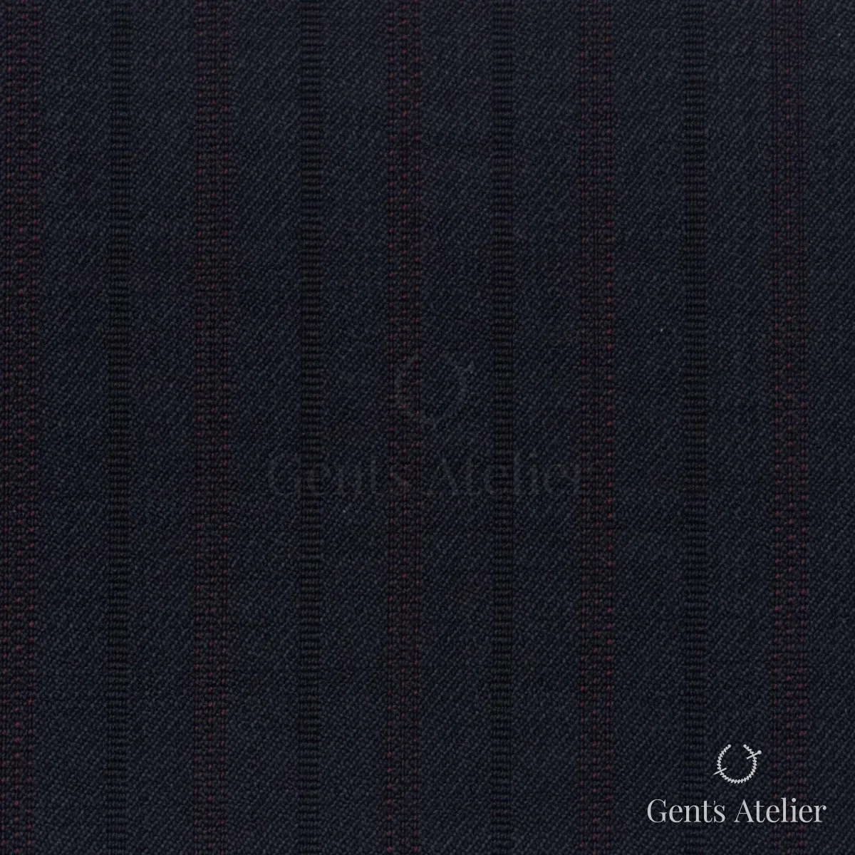 Костюмная ткань Marzoni 725 - 476 / 1300 — Тёмно-синий / Бордовый, в полоску, 100% шерсть