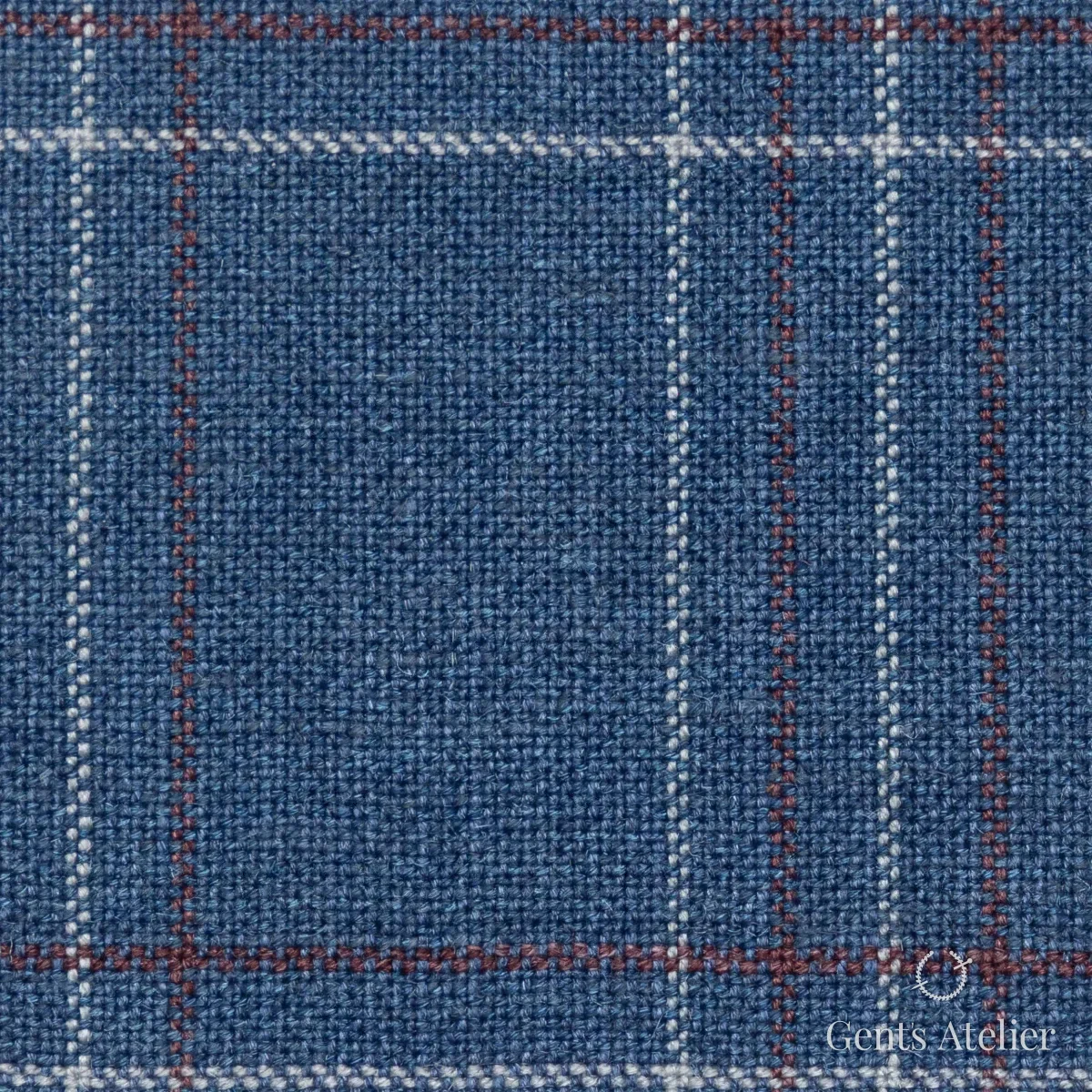 Костюмная ткань Marzoni 601 - 311 / 1200 — Синий / Кирпичный, виндоупейн, 50% шерсть / 30% Silk / 20% Linen