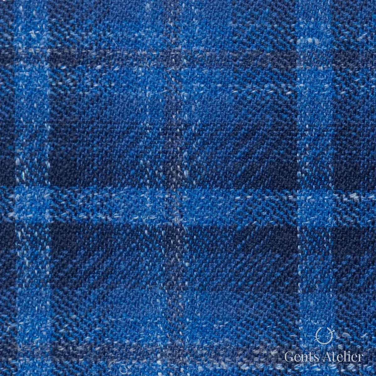 Костюмная ткань Marzoni 601 - 959 / 1200 — Синий, виндоупейн, 40% шерсть, 35% Silk, 25% Linen