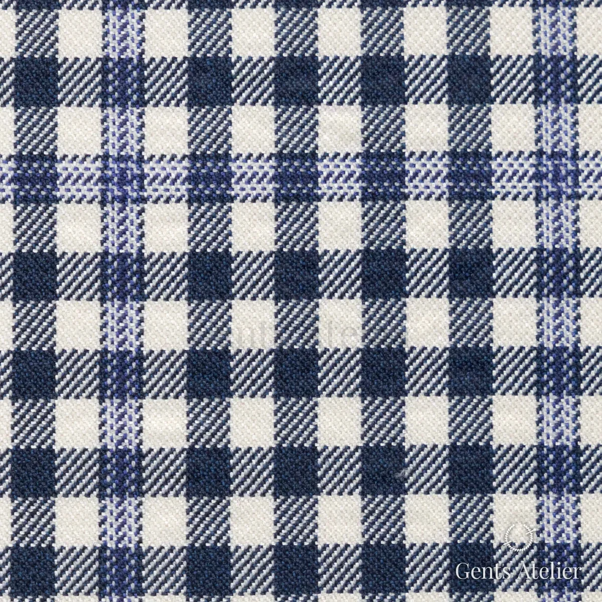 Костюмная ткань Marzoni 602 - 014 / 900 — Тёмно-синий / Белый, в клетку, 50% шерсть / 50% Silk