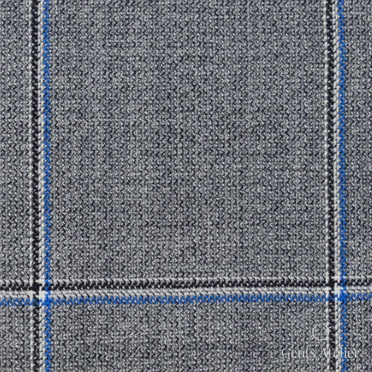 Костюмная ткань Marzoni 619 - 149 / 1000 — Серый / Синий / Белый, виндоупейн, 100% шерсть