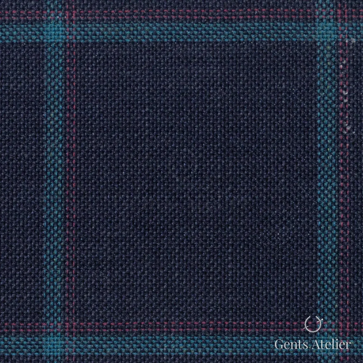 Костюмная ткань Marzoni 655 - 539 / 1200 — Тёмно-синий / Зелёный, виндоупейн, 50% шерсть 38% Silk 12% Linen