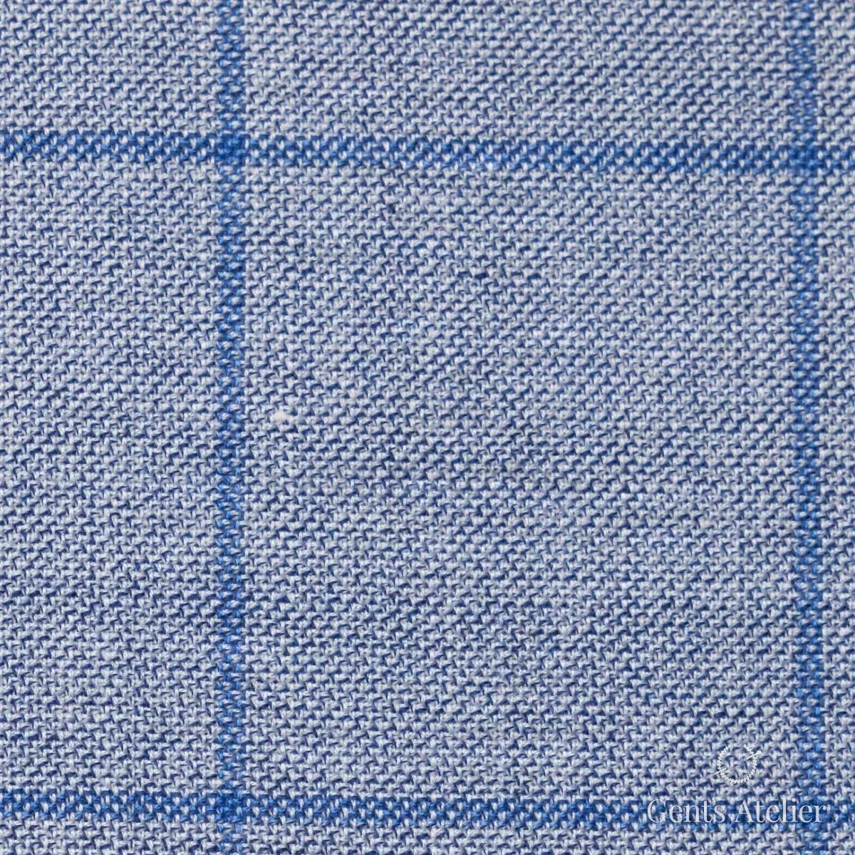 Костюмная ткань Marzoni 655 - 564 / 1200 — Голубой / Синий, виндоупейн, 50% шерсть, 38% Silk, 12% Linen