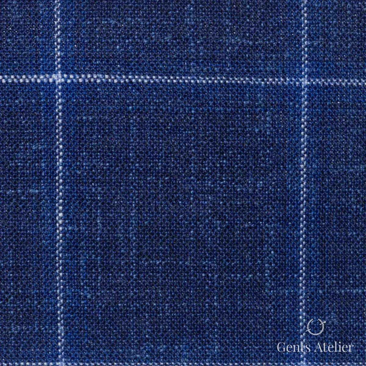 Костюмная ткань Marzoni 655 - 566 / 1200 — Синий / Белый, виндоупейн, 71% шерсть / 15% Silk / 14% Linen