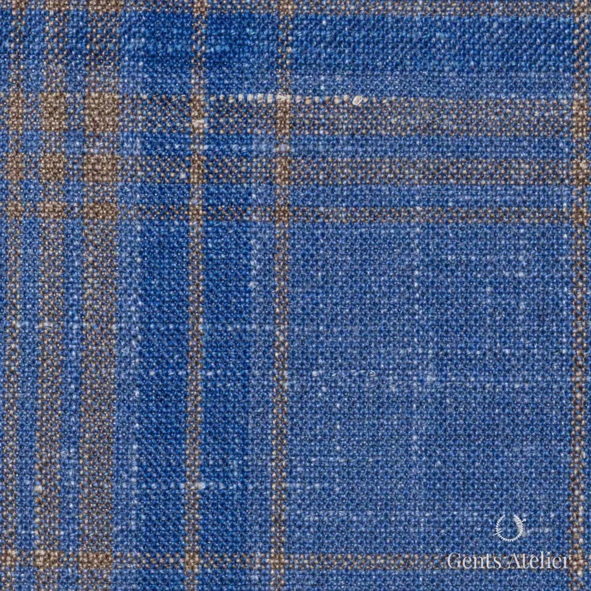 Костюмная ткань Marzoni 655 - 571 / 1200 — Голубой / Песочный, виндоупейн, 71% шерсть, 15% Silk, 14% Linen