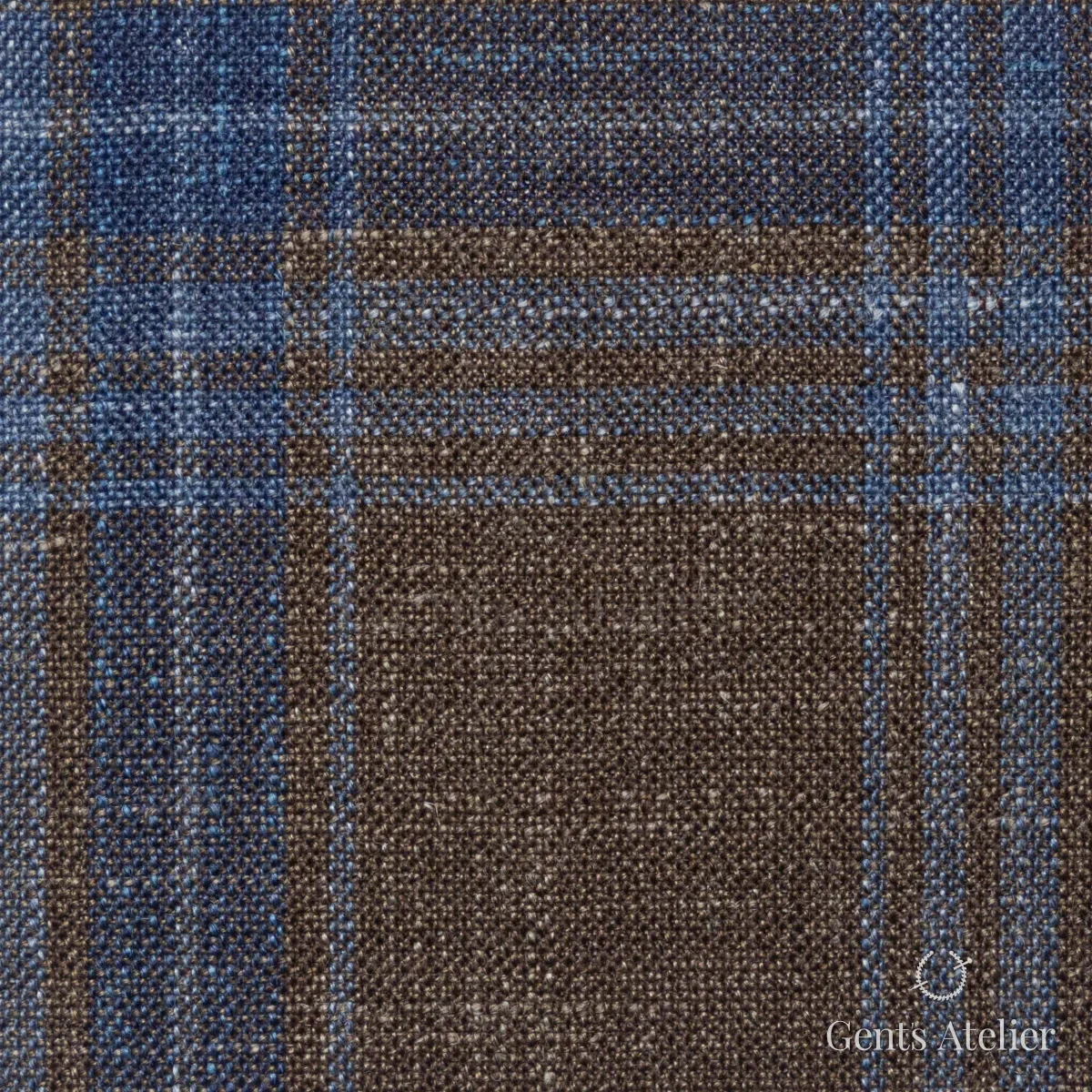 Костюмная ткань Marzoni 655 - 572 / 1200 — Коричневый / Синий, в клетку, 71% шерсть, 15% Silk, 14% Linen