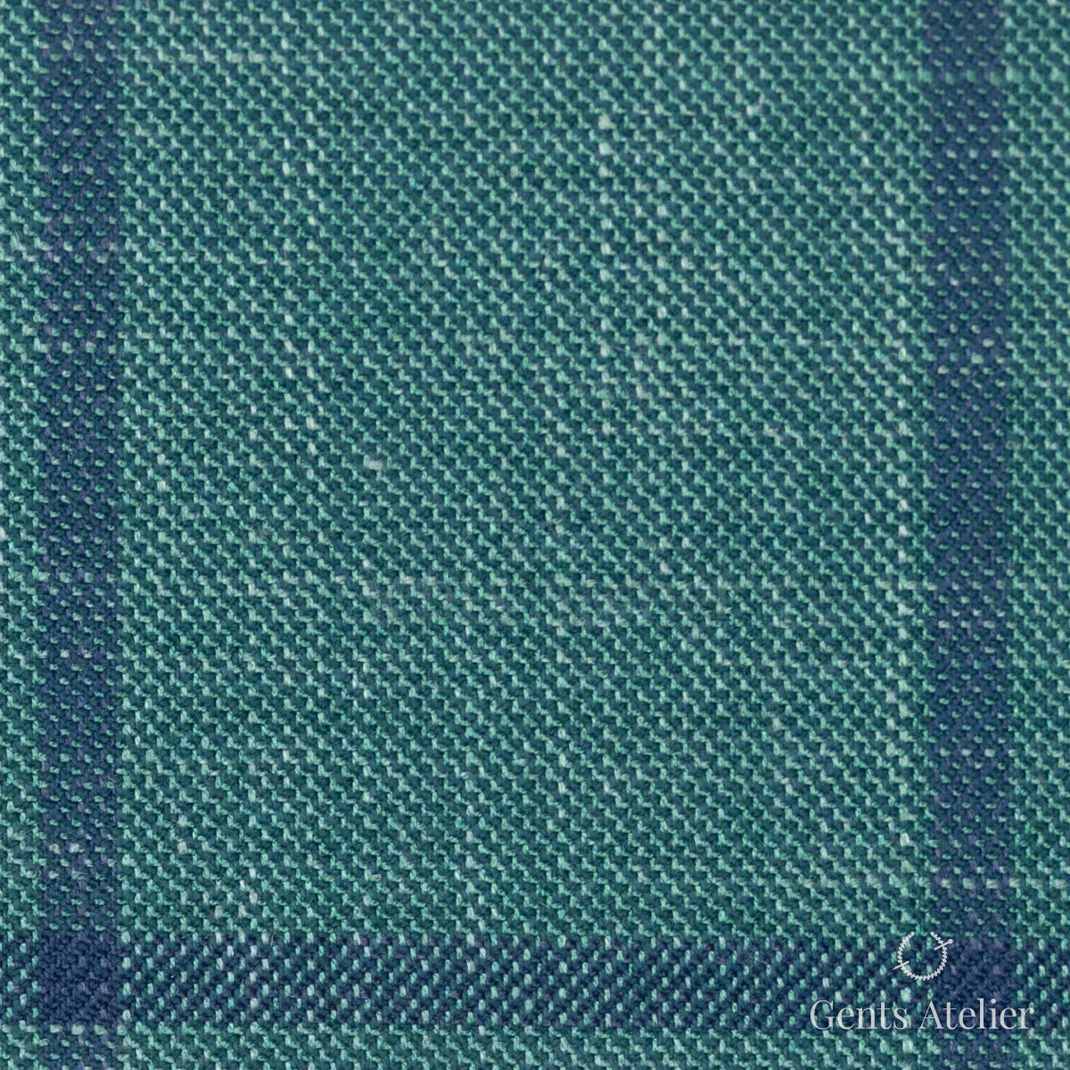 Костюмная ткань Marzoni 655 - 601 / 1400 — Зелёный / Тёмно-синий, виндоупейн, 55% шерсть 34% Silk 11% Linen