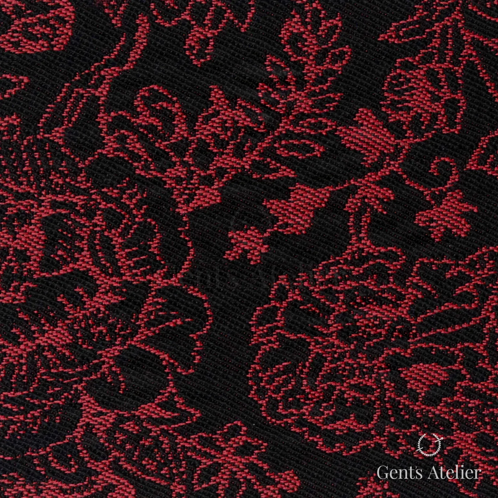 Костюмная ткань Marzoni 612 - 047 / 1400 — Чёрный / Красный, узор, 70% шерсть, 24% вискоза, 6% полиамид