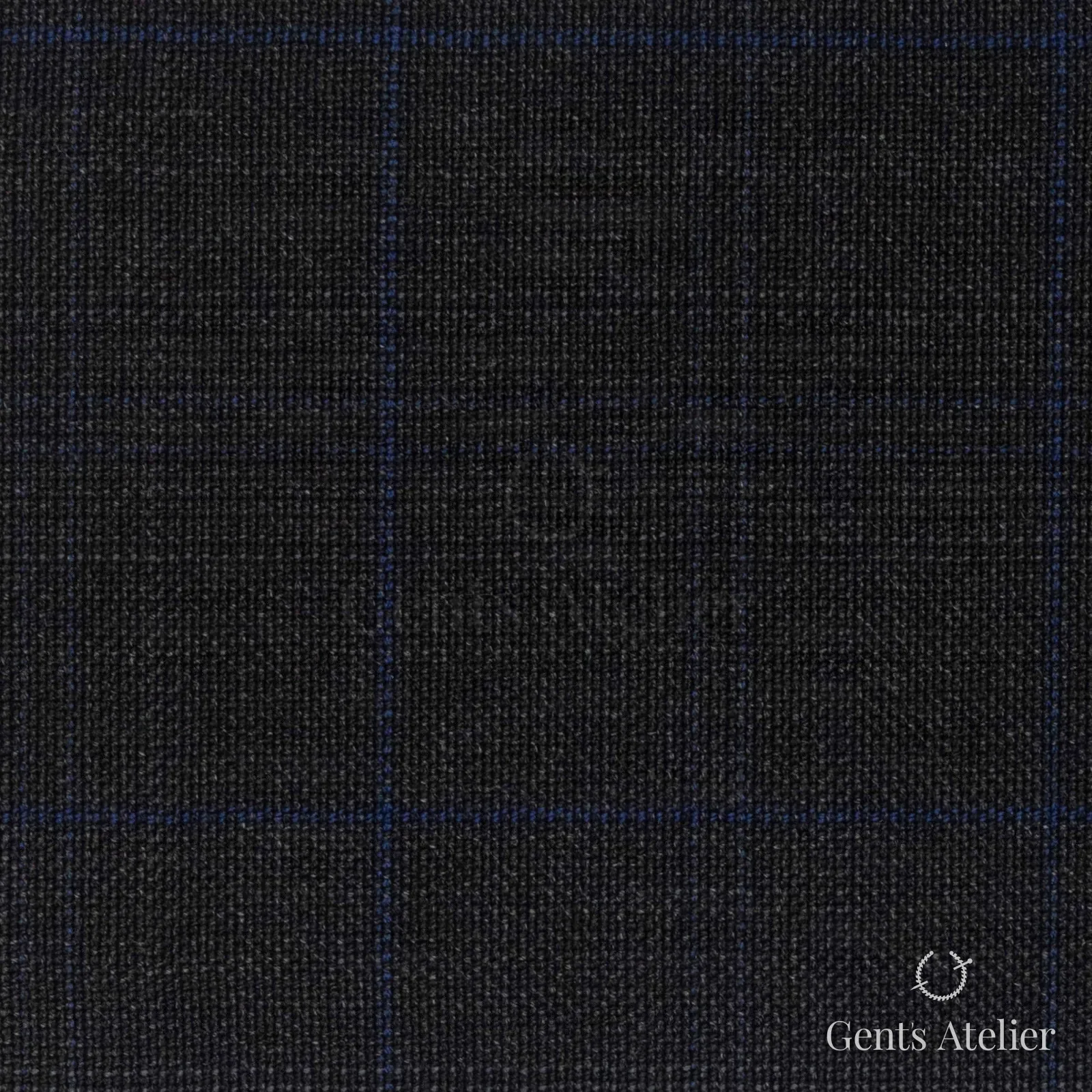 Костюмная ткань Marzoni 609 - 841 / 1000 — Антрацит / Синий, оконная клетка, 100% шерсть