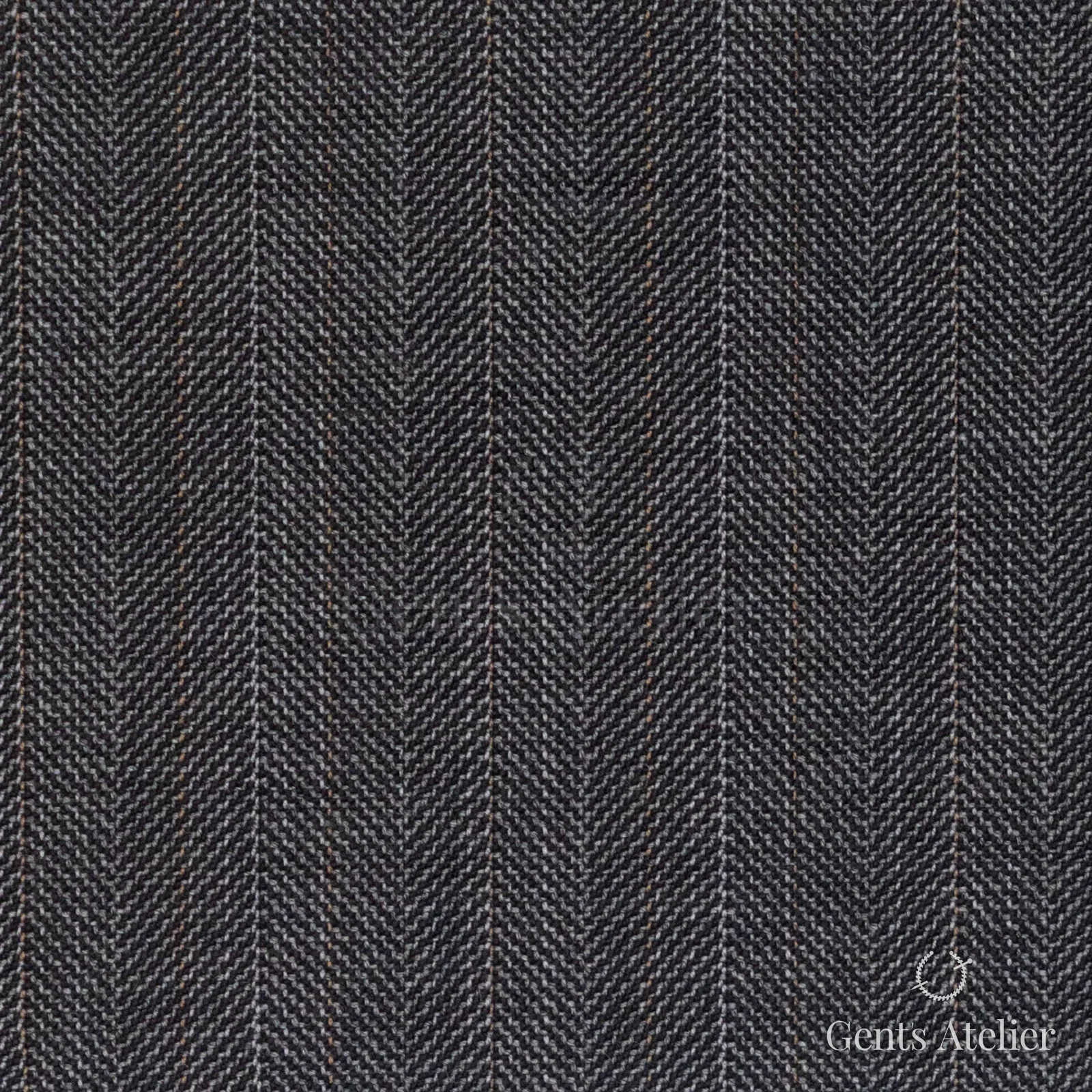 Костюмная ткань Marzoni 609 - 873 / 1000 — Серый / Orange, ёлочка, 100% шерсть