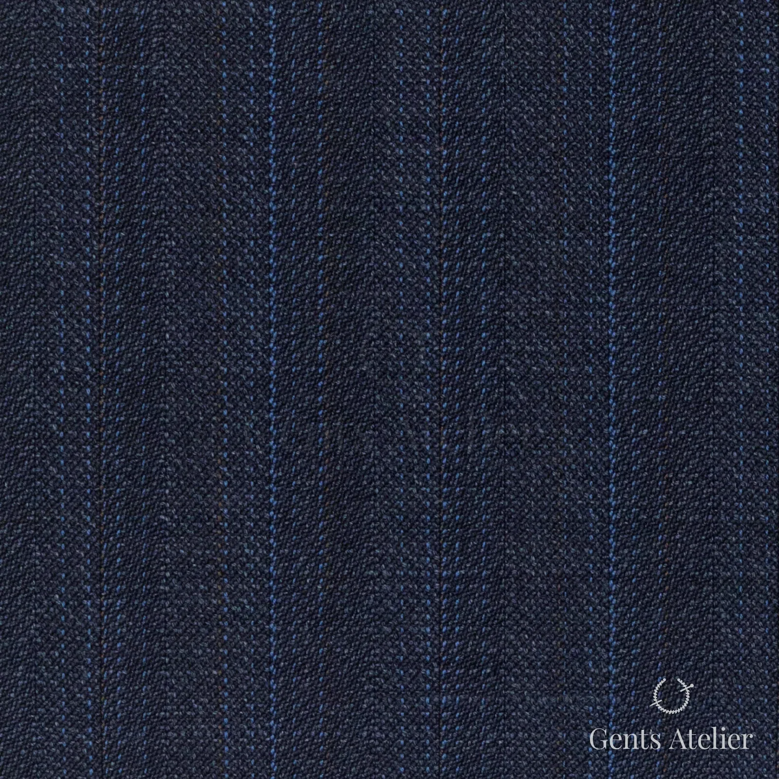 Костюмная ткань Marzoni 609 - 874 / 1000 — Тёмно-синий / Синий, полоса, 100% шерсть