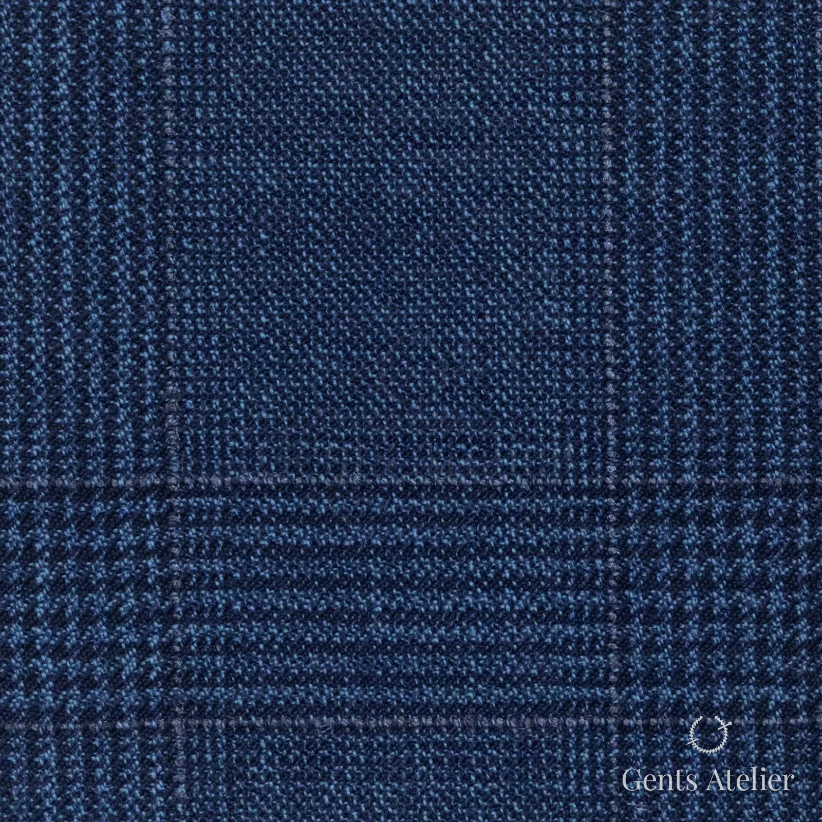 Костюмная ткань Marzoni 651 - 861 / 1200 — Синий / Тёмно-синий, оконная клетка, 100% шерсть