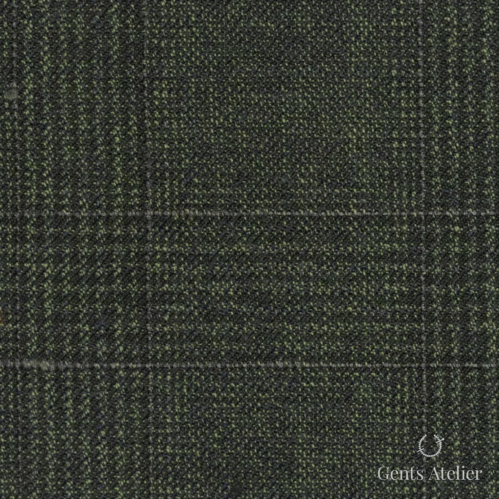 Костюмная ткань Marzoni 651 - 862 / 1200 — Оливковый, оконная клетка, 100% шерсть