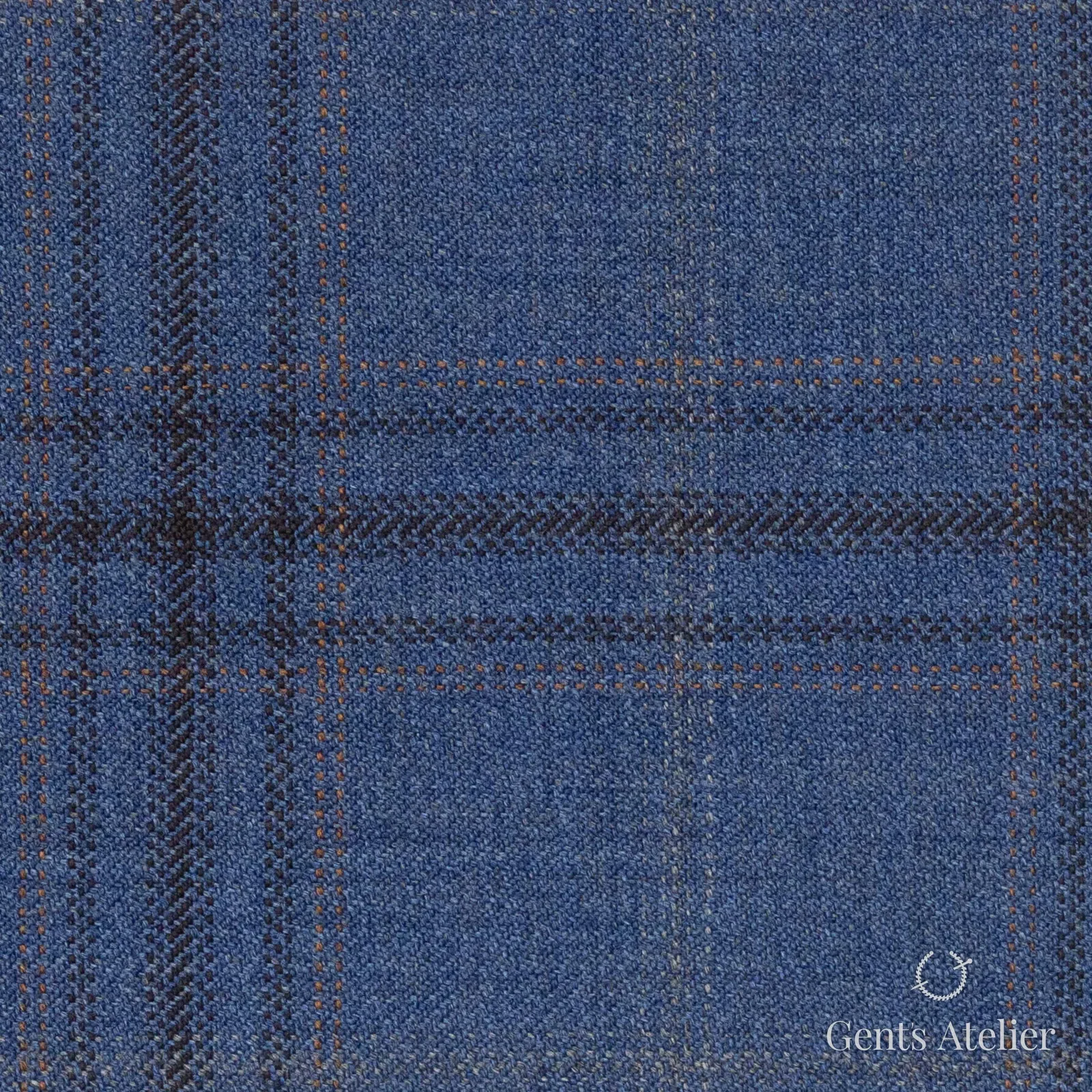 Костюмная ткань Marzoni 600 - 504 / 1000 — Синий / Tan, оконная клетка, 100% шерсть