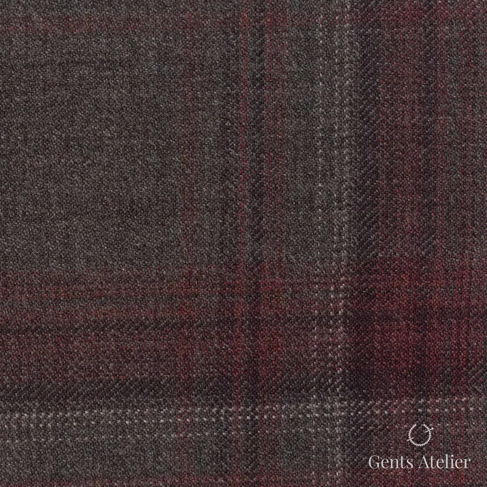 Костюмная ткань Marzoni 600 - 513 / 1000 — Коричневый / Красный, оконная клетка, 100% шерсть