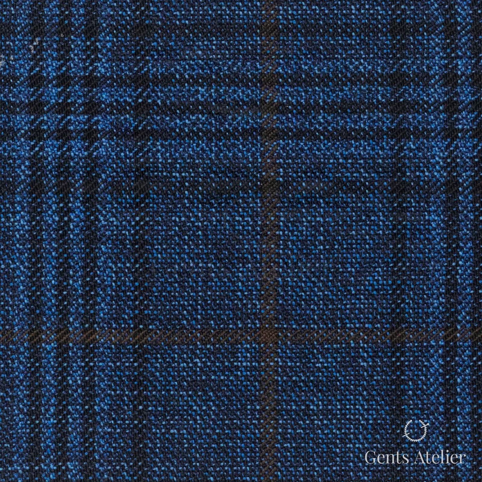 Костюмная ткань Marzoni 600 - 521 / 1000 — Синий / Коричневый, клетка, 100% шерсть