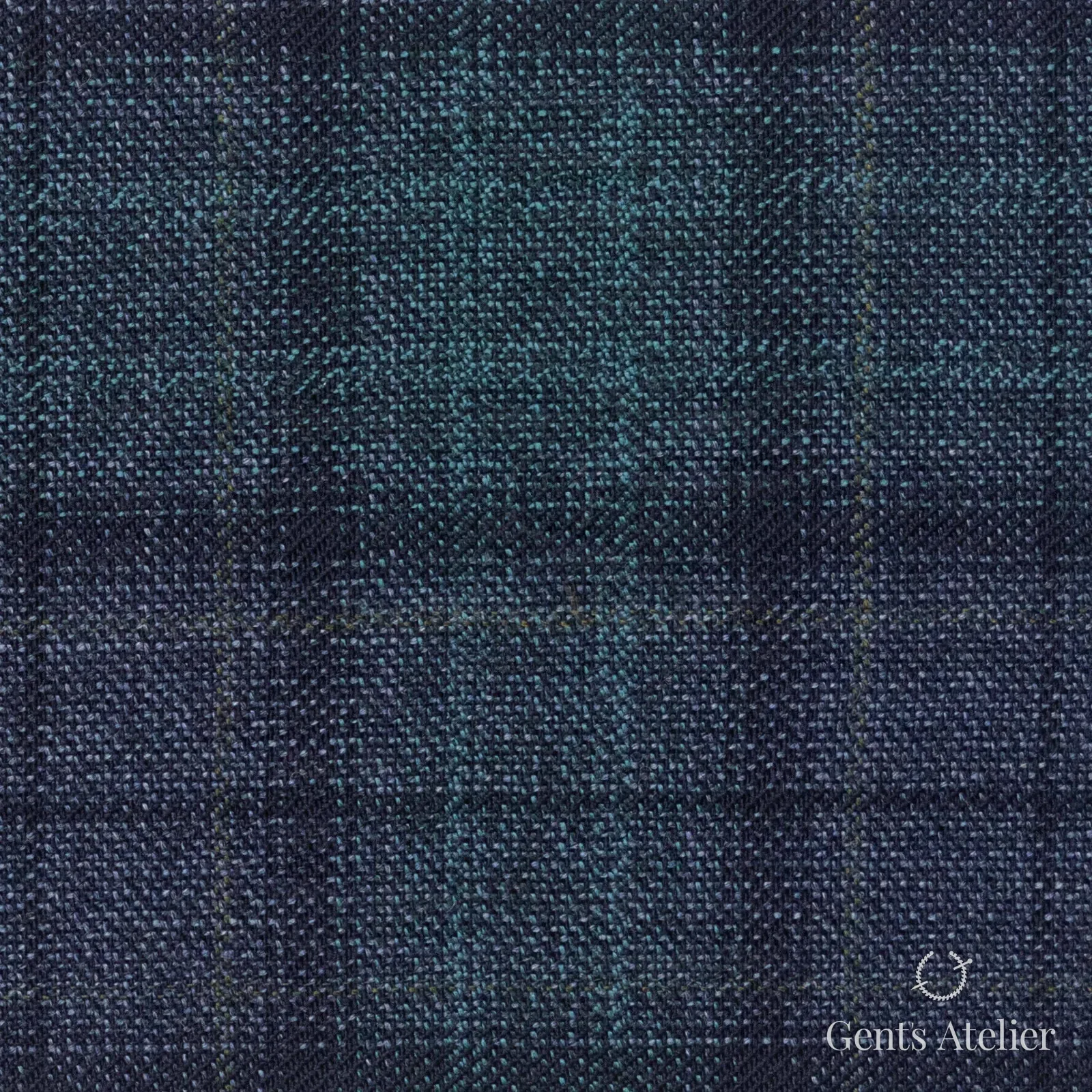 Костюмная ткань Marzoni 600 - 525 / 1000 — Синий / Зелёный, оконная клетка, 100% шерсть