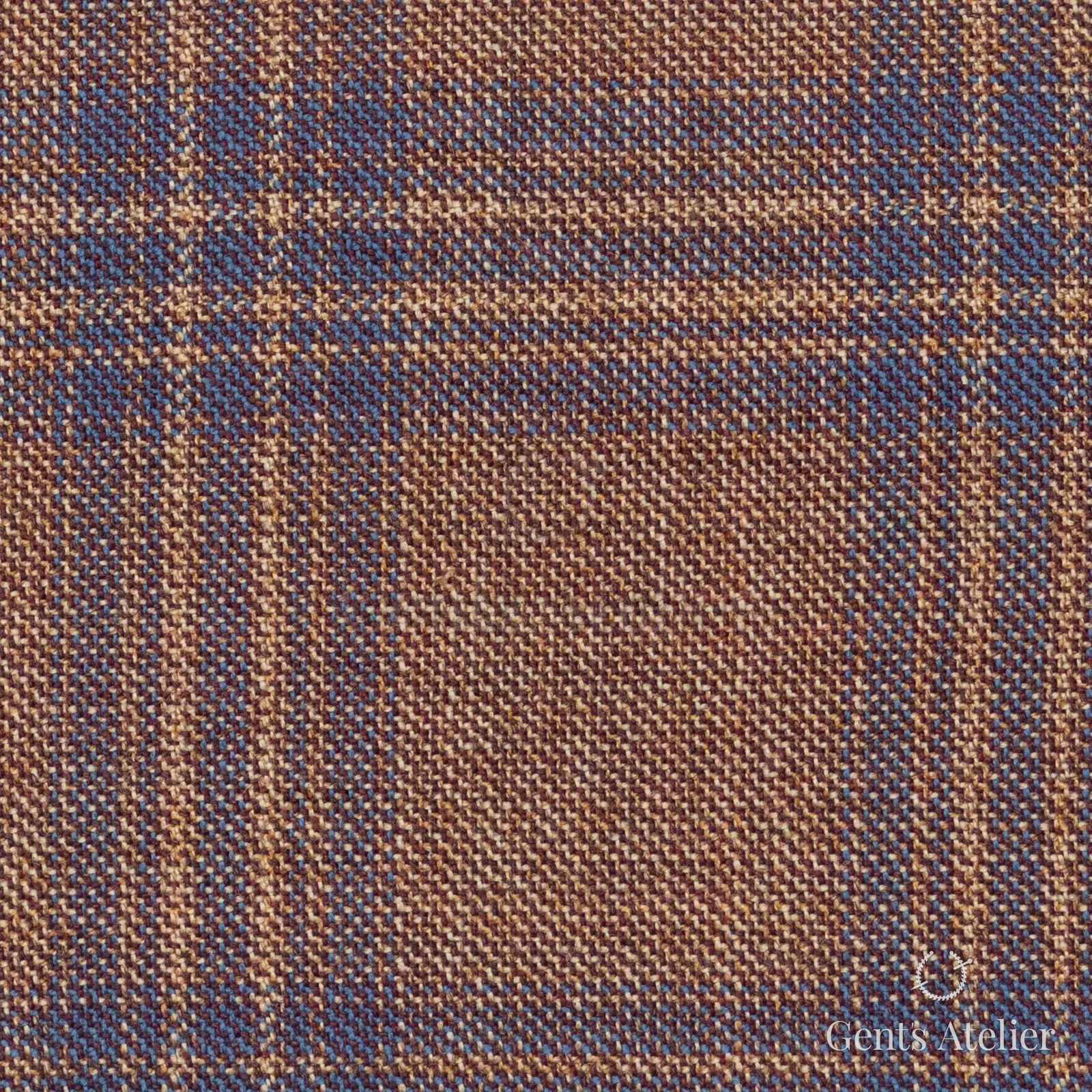 Костюмная ткань Marzoni 600 - 530 / 1000 — Tan / Синий, клетка, 100% шерсть