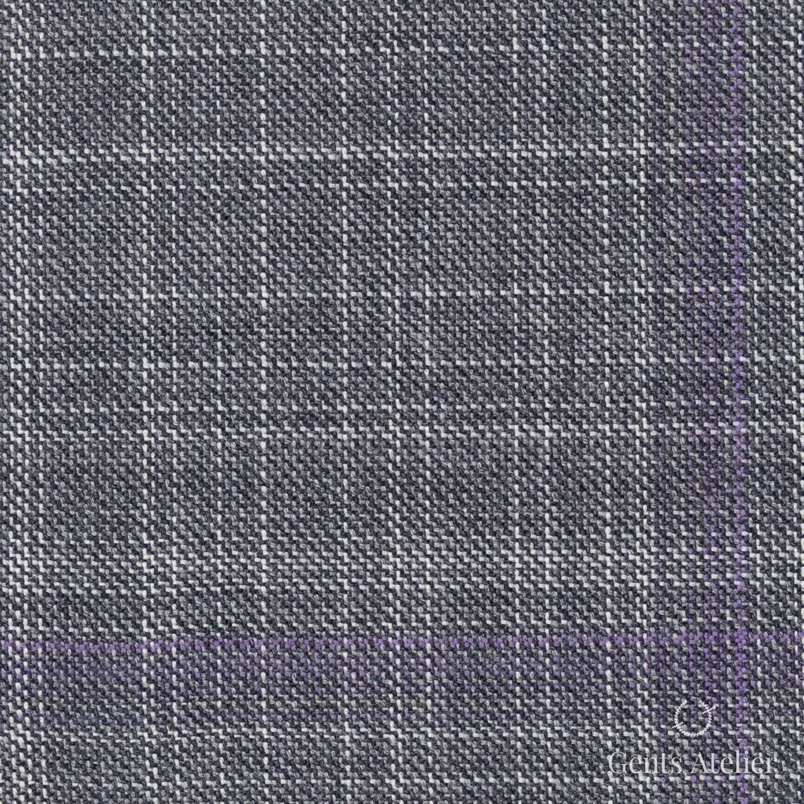 Костюмная ткань Marzoni 600 - 532 / 1000 — Серый / Фиолетовый, оконная клетка, 100% шерсть