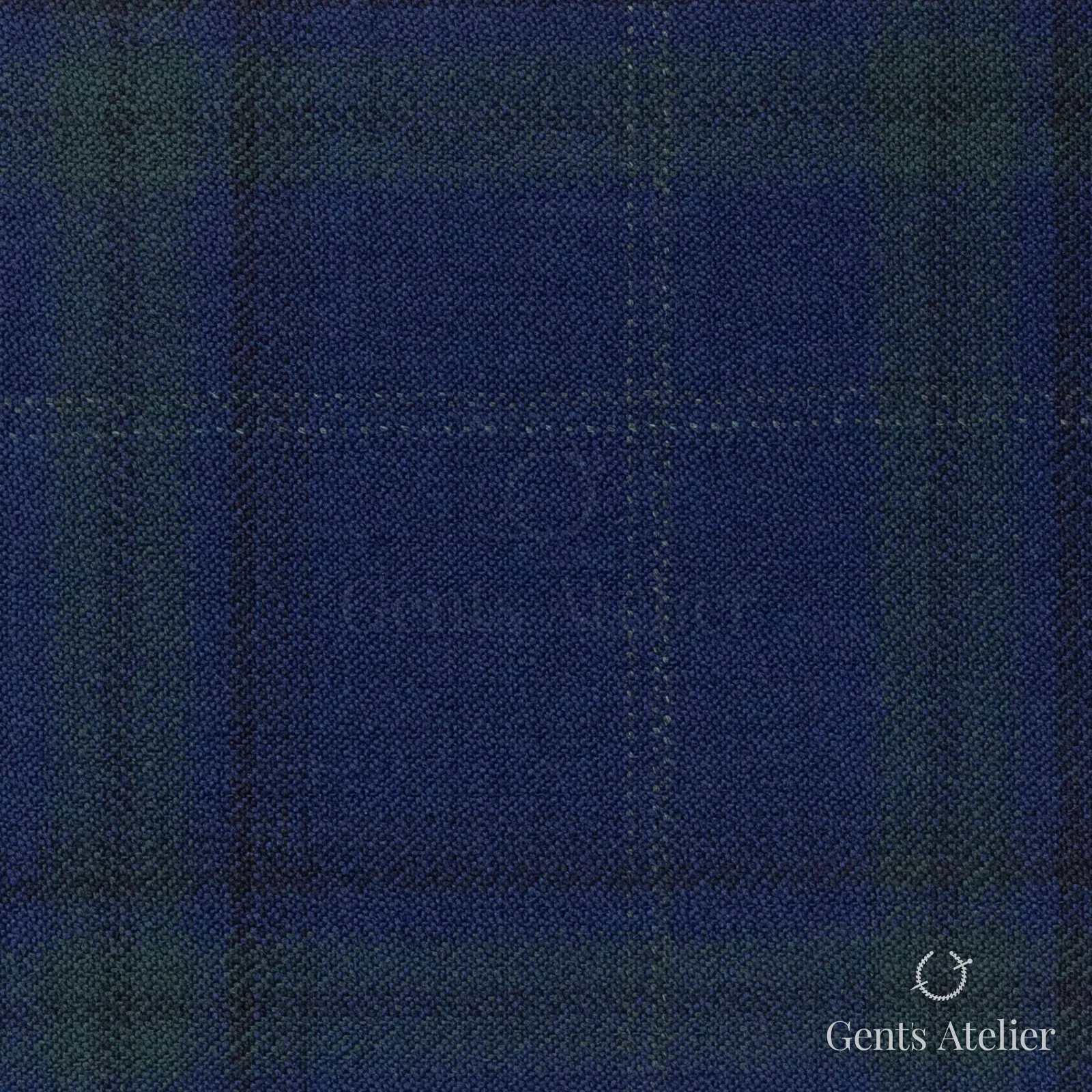 Костюмная ткань Marzoni 600 - 538 / 1000 — Тёмно-синий / Зелёный, клетка, 100% шерсть