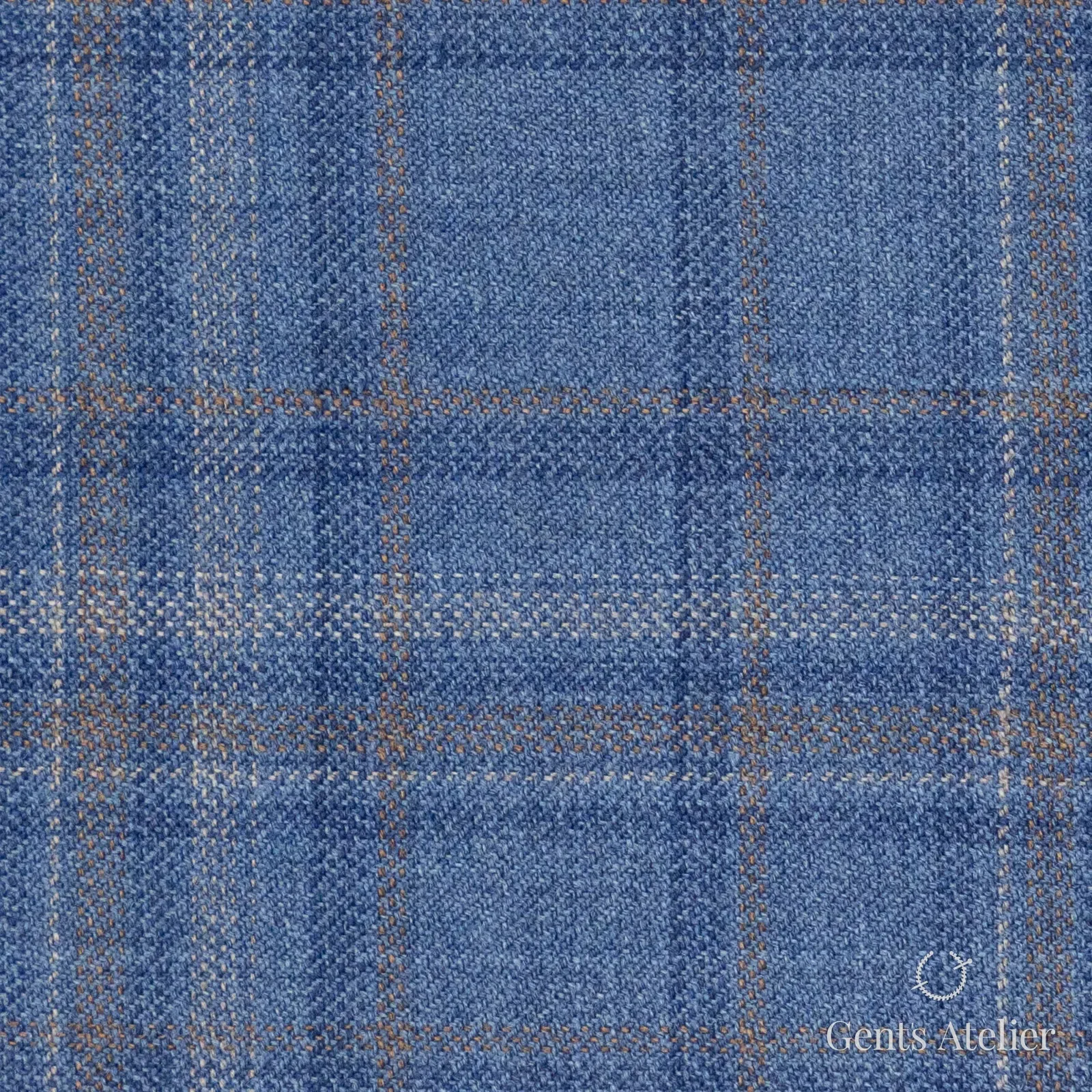Костюмная ткань Marzoni 600 - 541 / 1000 — Синий / Tan, оконная клетка, 100% шерсть