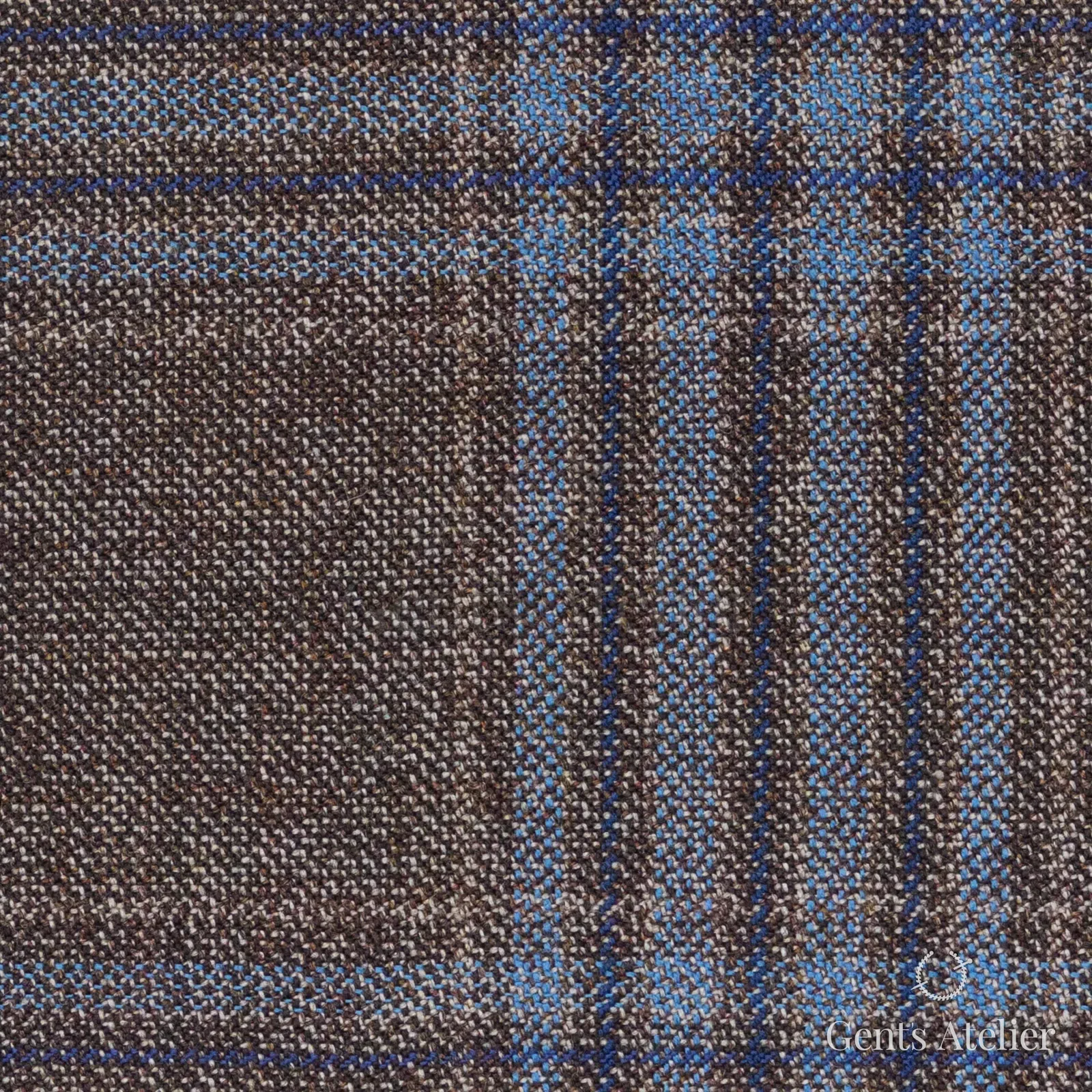 Костюмная ткань Marzoni 600 - 547 / 1000 — Коричневый / Синий, клетка, 100% шерсть