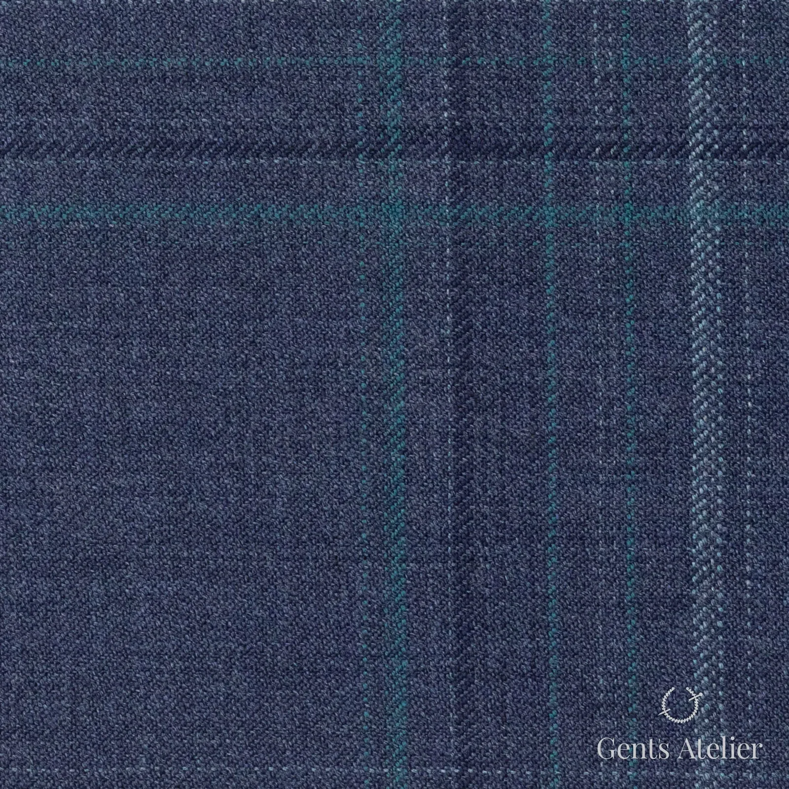 Костюмная ткань Marzoni 600 - 553 / 1000 — Синий / Зелёный, оконная клетка, 100% шерсть