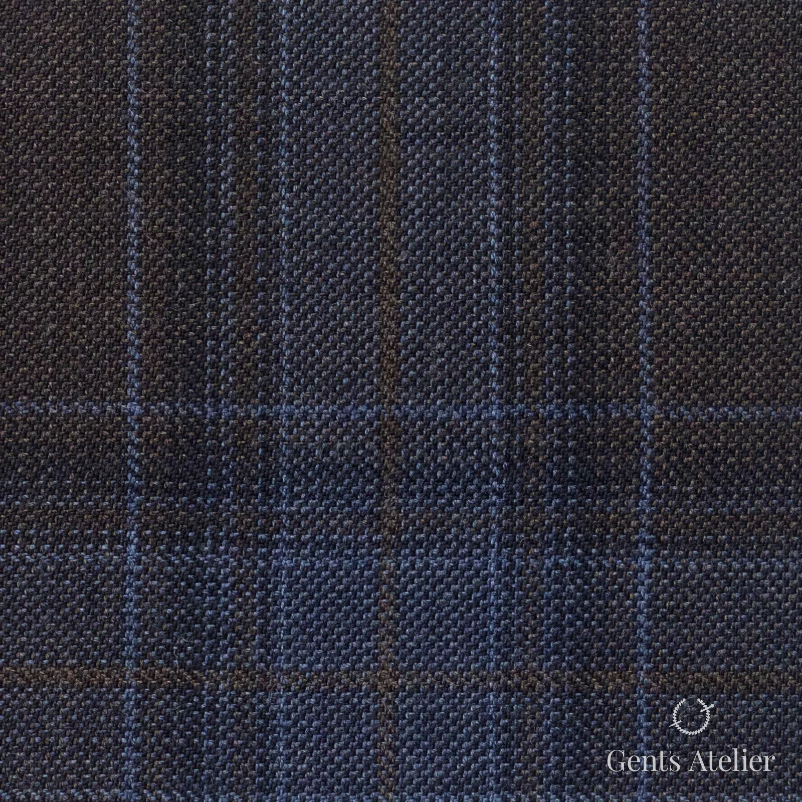 Костюмная ткань Marzoni 600 - 558 / 1000 — Коричневый / Синий, оконная клетка, 100% шерсть
