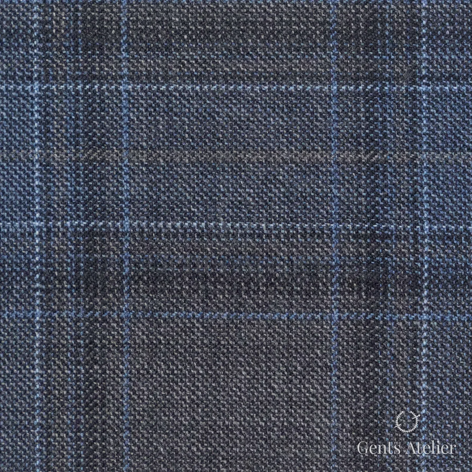 Костюмная ткань Marzoni 600 - 559 / 1000 — Серый / Синий, оконная клетка, 100% шерсть
