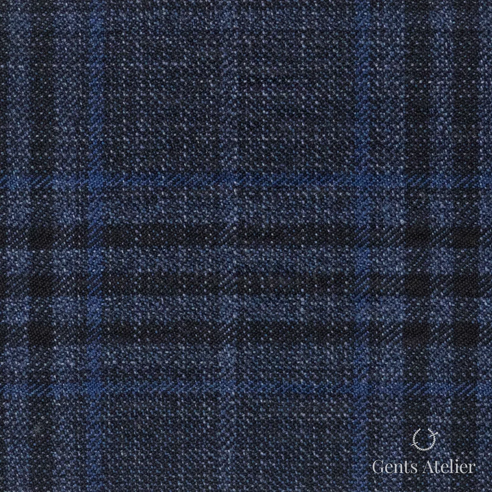 Костюмная ткань Marzoni 600 - 560 / 1000 — Синий / Антрацит, клетка, 100% шерсть