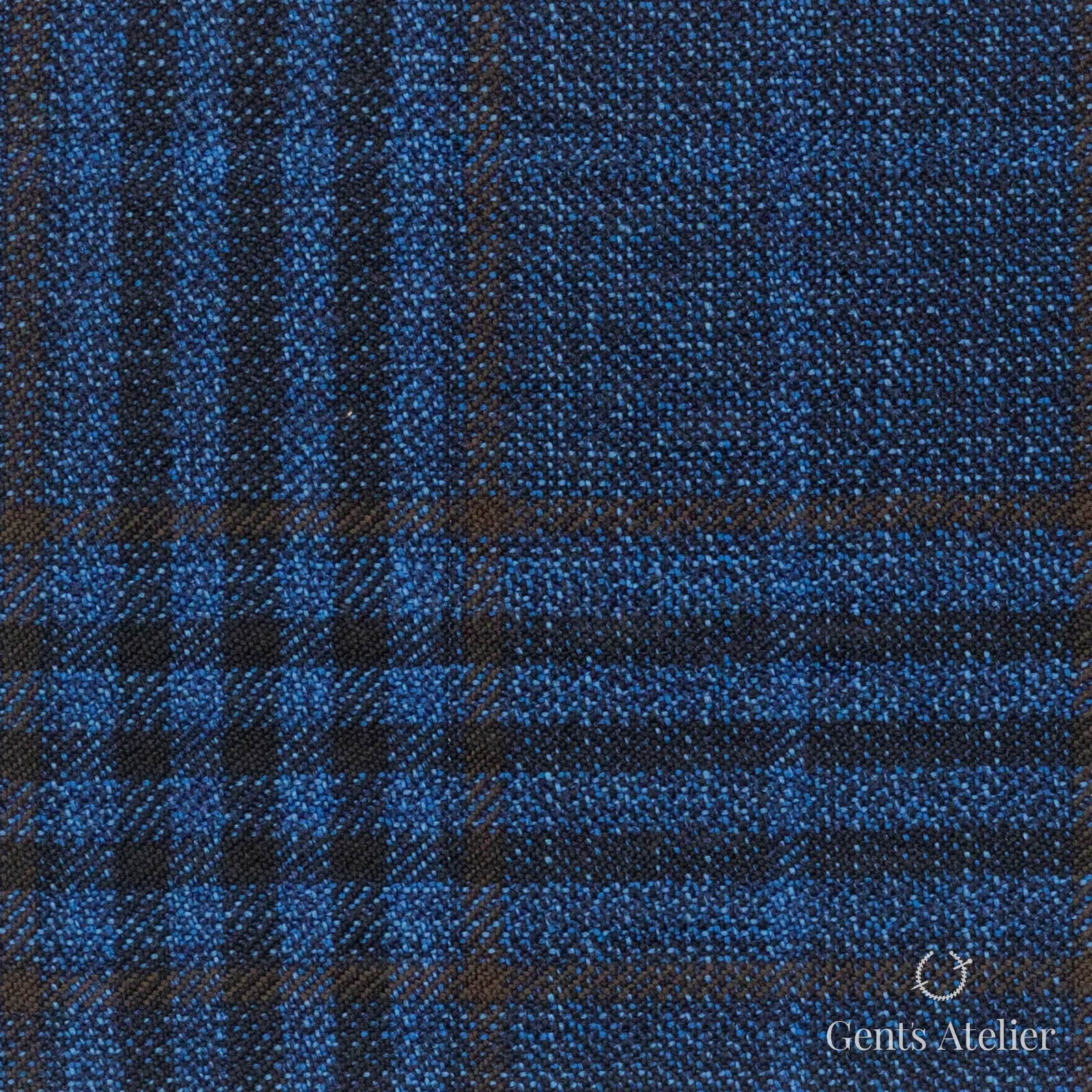 Костюмная ткань Marzoni 600 - 562 / 1000 — Синий / Коричневый, клетка, 100% шерсть