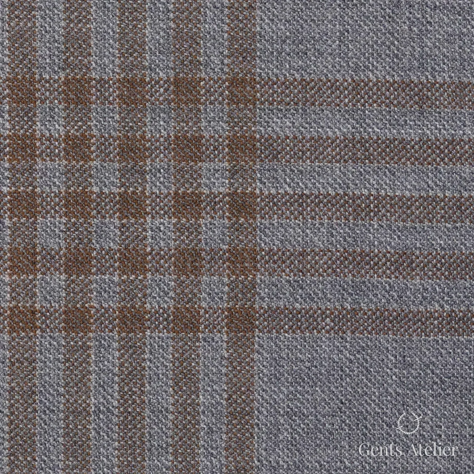 Костюмная ткань Marzoni 600 - 565 / 1000 — Серый / Коричневый, оконная клетка, 100% шерсть