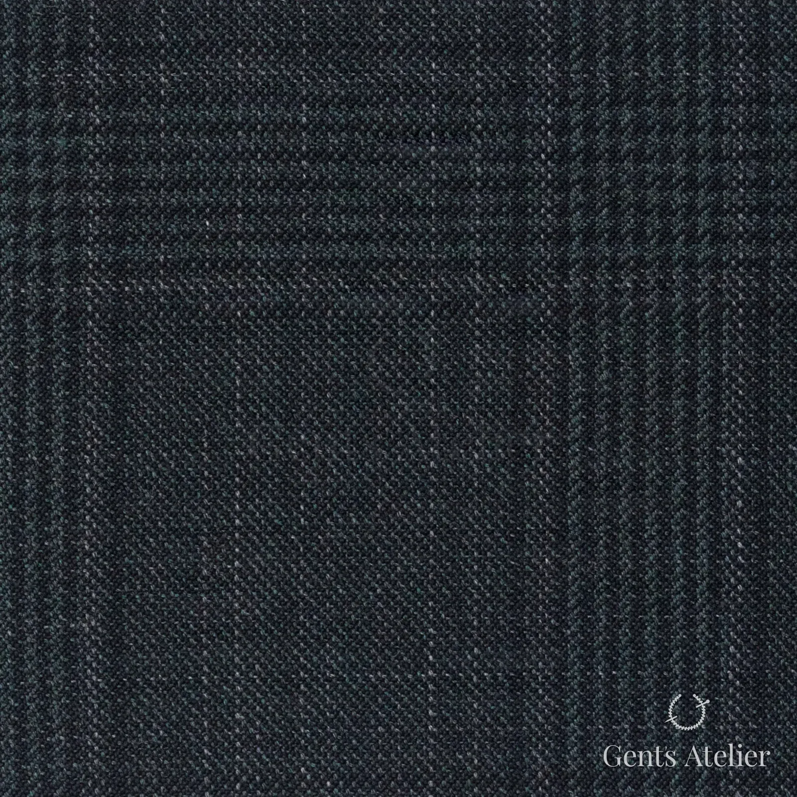 Костюмная ткань Marzoni 600 - 693 / 1000 — Зелёный / Чёрный, оконная клетка, 100% шерсть