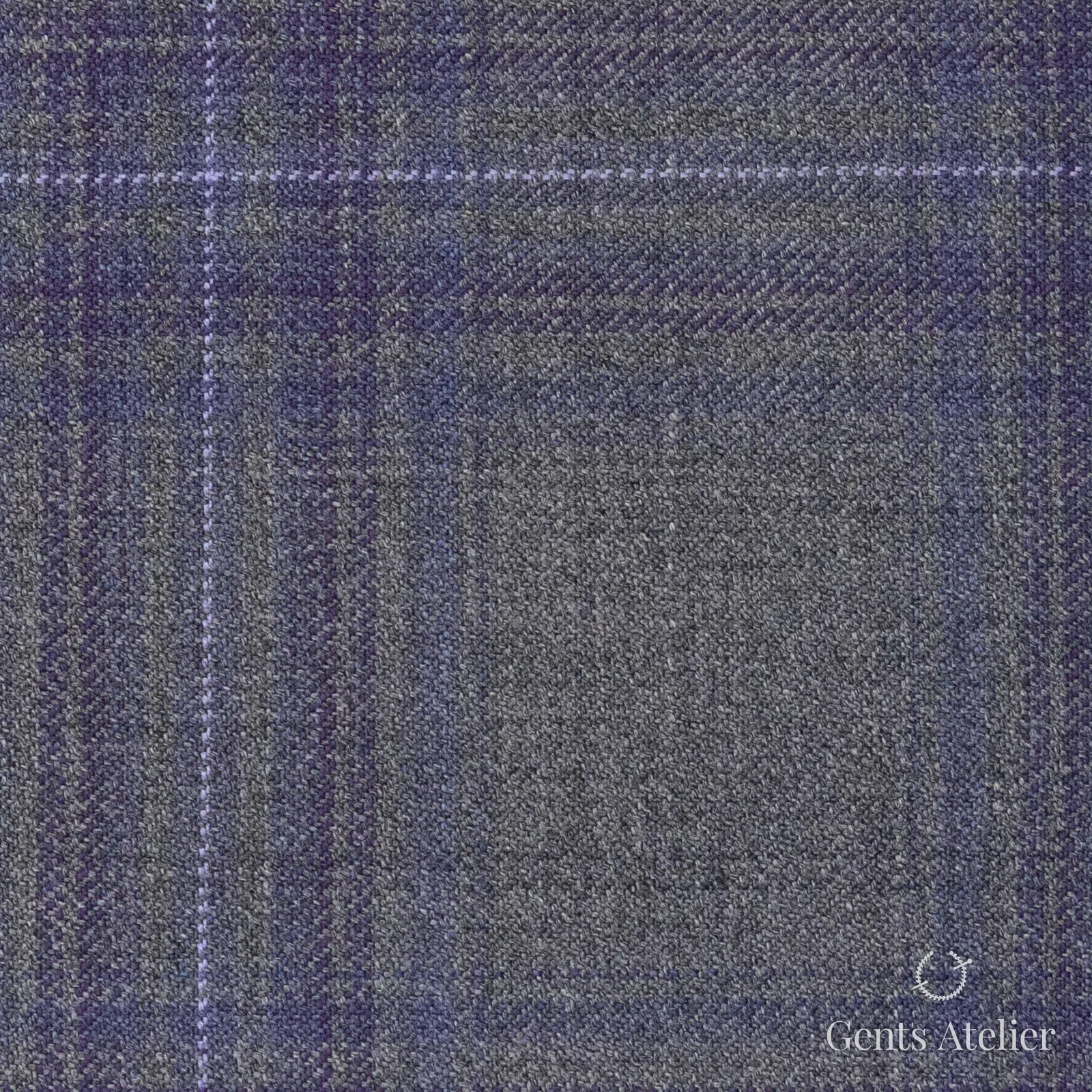Костюмная ткань Marzoni 600 - 704 / 1000 — Серый / Фиолетовый, оконная клетка, 100% шерсть
