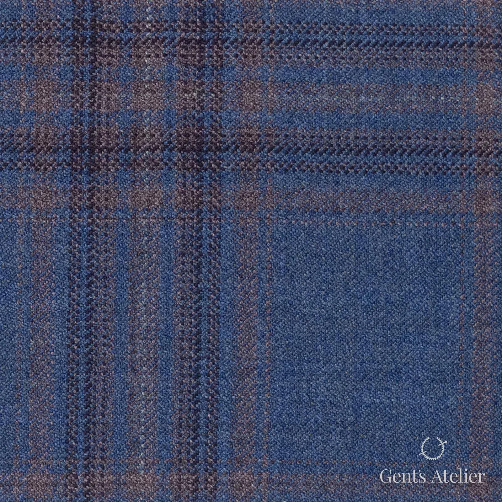 Костюмная ткань Marzoni 600 - 706 / 1000 — Синий / Tan, оконная клетка, 100% шерсть