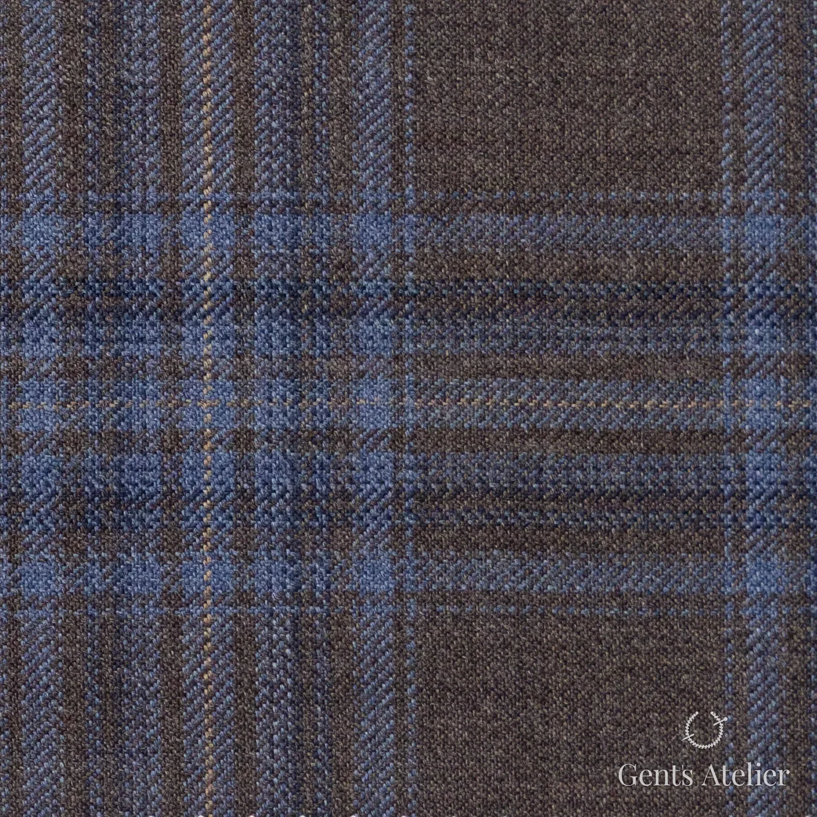 Костюмная ткань Marzoni 600 - 707 / 1000 — Коричневый / Синий, клетка, 100% шерсть