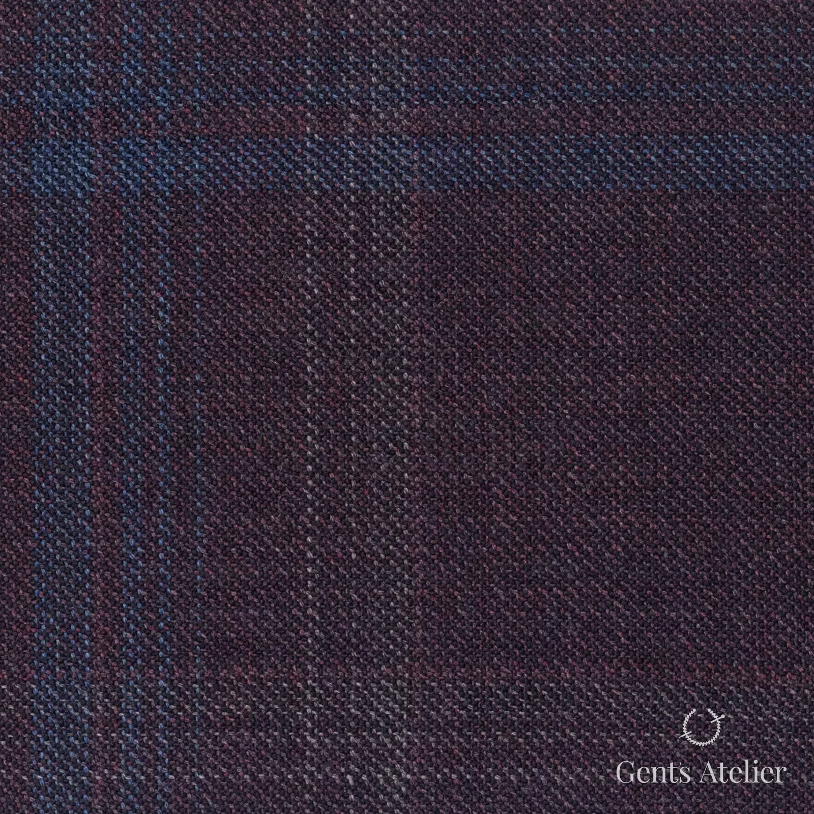Костюмная ткань Marzoni 600 - 708 / 1000 — Бордовый / Тёмно-синий, оконная клетка, 100% шерсть