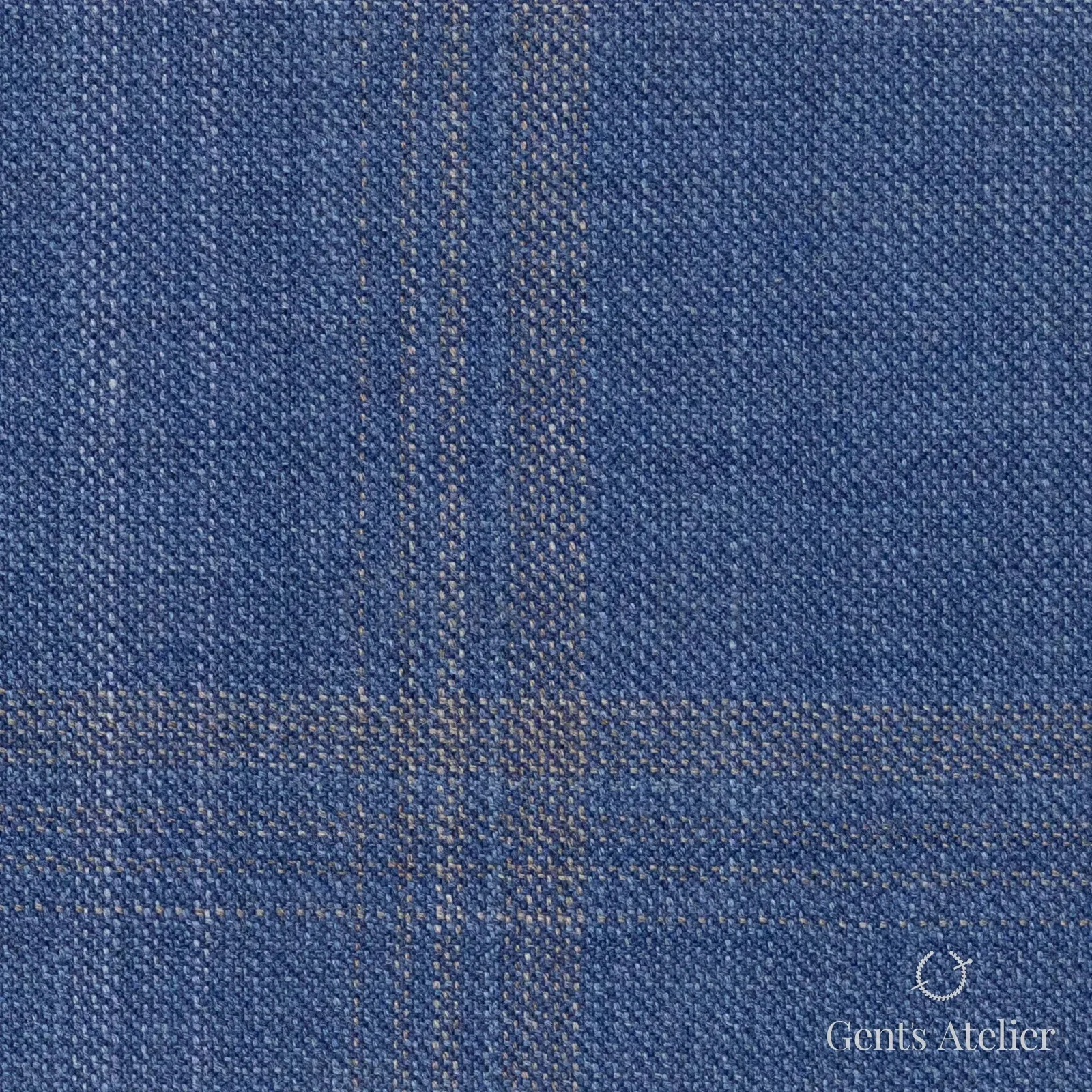 Костюмная ткань Marzoni 600 - 709 / 1000 — Синий / Tan, оконная клетка, 100% шерсть